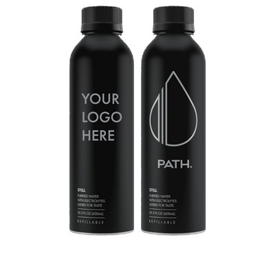 Custom Black Refillable Bottled Water (20.3oz)